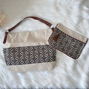 Canvas Transport Tribal Print Tote/ Matching Pouch